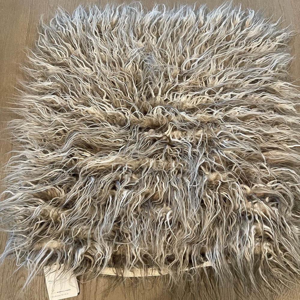 NWT Pottery Barn 20”x20” Ombré Faux Fur Pillow Cover